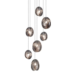 Люстра каскадная с 7-ю круглыми плафонами из рельефного стекла Disc Light варинант исполнения - 1 | Loft Concept в Москве