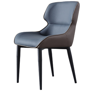 Стул с кожаной двухцветной обивкой Obrien Chair Blue and Grey