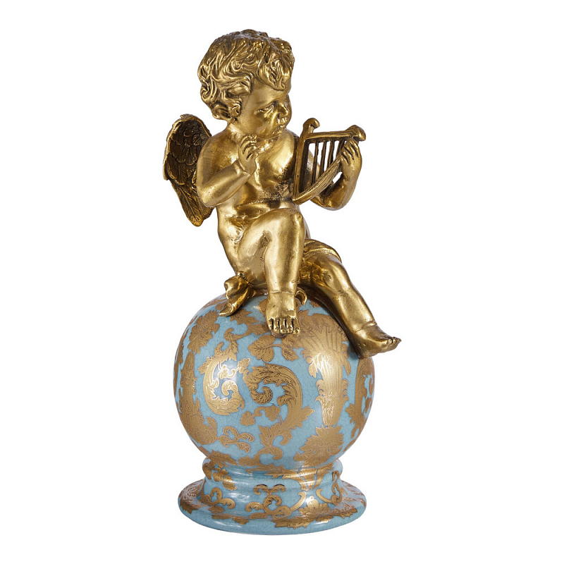 Фигурка Ангел с лирой на шаре Seraphic Бронза Голубой в Москве | Loft Concept 