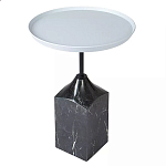 Кофейный столик с круглой столешницей и мраморным основанием Steel Reliability варинант исполнения - 2 | Loft Concept в Москве