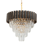 Люстра из черного металла с многоярусными подвесками из прозрачного хрусталя на золотой цепи Empire Black Chandelier Crystal варинант исполнения - 1 | Loft Concept в Москве