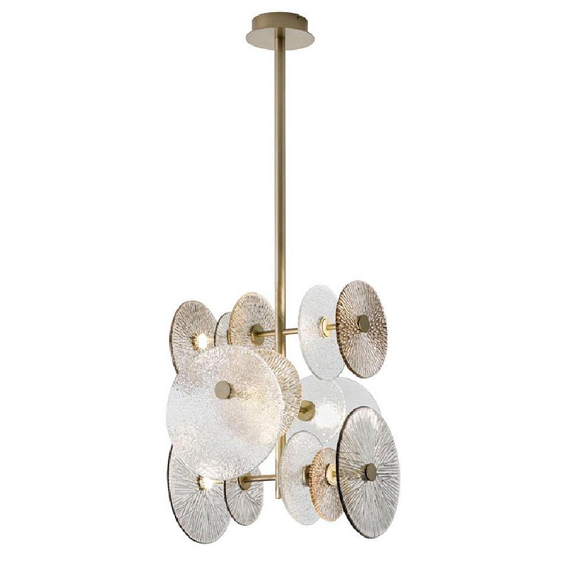  Ceiling Lamp Chandelier in Champagne Finish Brass Decorative Glass     | Loft Concept 