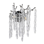 Бра цвета хром с ветвями и прозрачными стеклянными подвесками в виде вытянутых спиральных капель Droplet Chandelier варинант исполнения - 1 | Loft Concept в Москве