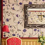 Обои с вышивкой ручной работы Flora Catherine colourway on Liso Pearl wool sateen варинант исполнения - 2 | Loft Concept в Москве