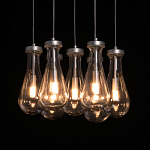 Люстра с 7-ю прозрачными плафонами из стекла в форме капли на круглом потолочном основании цвета хром Lucid Rain  варинант исполнения - 5 | Loft Concept в Москве