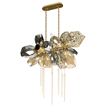 Люстра подвесная с 18-ю стеклянными плафонами с вертикальными подвесками Gilded Mirage  варинант исполнения - 5 | Loft Concept в Москве