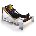 Дизайнерское кресло на металлическом каркасе с подставкой для ног Poltronova Mies Armchair варинант исполнения - 2 | Loft Concept в Москве