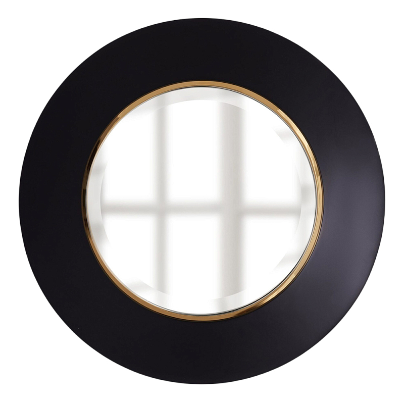 Чёрное настенное зеркало с золотым кантом Porunalia Зеркало Черный Золотой в Москве | Loft Concept 