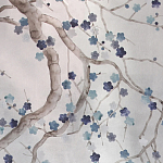 Обои ручная роспись Plum Blossom Inky Hokusai on Sterling Silver gilded silk варинант исполнения - 1 | Loft Concept в Москве