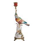 Подсвечник с попугаем из фарфора с бронзовыми элементами Eden Garden варинант исполнения - 1 | Loft Concept в Москве