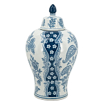 Ваза с крышкой и голубым цветочным рисунком 37 см Blue & White Ornament варинант исполнения - 2 | Loft Concept в Москве