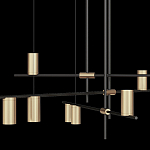 Люстра с 9-ю цилиндрическими плафонами цвета латунь TRIBES CHANDELIER варинант исполнения - 3 | Loft Concept в Москве