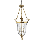 Подвесной светильник латунный с рифленым прозрачным плафоном и тремя свечеподобными лампами в классическом стиле Hinkley варинант исполнения - 1 | Loft Concept в Москве
