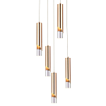 Подвесной светильник Metal Acrylic Tube Five Gold Hanging Lamp варинант исполнения - 1 | Loft Concept в Москве