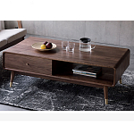 Кофейный стол из дерева с ящиком и нишей для хранения Coffee Walnut Table варинант исполнения - 3 | Loft Concept в Москве