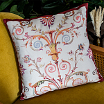 Декоративная подушка бежевая с растительным орнаментом Raffael Floral Beige Red Cushion варинант исполнения - 3 | Loft Concept в Москве