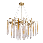 Люстра подвесная золотого цвета с разветвленными ветвями и прозрачными стеклянными подвесками Droplet Chandelier варинант исполнения - 2 | Loft Concept в Москве