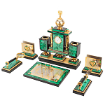 Настольный письменный набор из малахита и долерита с декором в виде герба России Leader Organizer варинант исполнения - 2 | Loft Concept в Москве