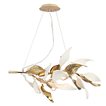 Люстра подвесная с декоративными белыми и золотыми листьями на текстурном основании Wintery flovers варинант исполнения - 2 | Loft Concept в Москве