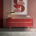 Дизайнерский комод овальный с розовой бархатной обивкой Edith варинант исполнения - 2 | Loft Concept в Москве