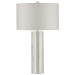 Настольная лампа мраморная с тканевым цилиндрическим абажуром Sharpened варинант исполнения - 4 | Loft Concept в Москве