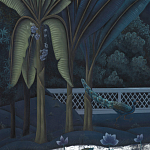 Обои ручная роспись Phuljhari Original colourway on Empire Blue dyed silk варинант исполнения - 3 | Loft Concept в Москве