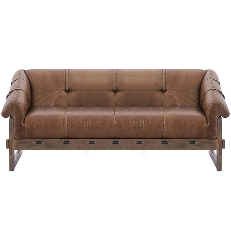 Трехместный диван Duncan винтажная коричневая кожа Коричневый винтаж в Москве | Loft Concept 