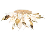 Люстра потолочная с декоративными белыми и золотистыми листьями Wintery flovers варинант исполнения - 1 | Loft Concept в Москве