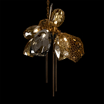 Люстра подвесная со стеклянными плафонами из дымчатого и золотистого с тремя вертикальными подвесками Gilded Mirage  варинант исполнения - 7 | Loft Concept в Москве