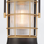 Настенный фонарь цилиндрической формы с рифленым стеклом в золотом каркасе на черном прямоугольном основании Eurofase варинант исполнения - 15 | Loft Concept в Москве