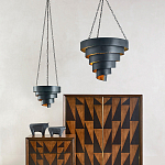 Подвесной светильник в форме спирали черный с золотой внутренней отделкой Warm Glow варинант исполнения - 3 | Loft Concept в Москве