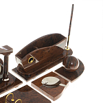 Настольный письменный набор с часами из природного камня обсидиана Competent Leader варинант исполнения - 5 | Loft Concept в Москве