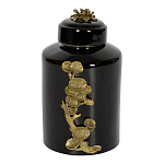 Банка с крышкой из фарфора с бронзовым цветочным элементом Eden Garden варинант исполнения - 1 | Loft Concept в Москве