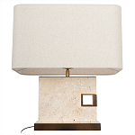 Настольная лампа с прямоугольным основанием из натурального камня c тканевым абажуром Lapis Tiburtinus варинант исполнения - 3 | Loft Concept в Москве