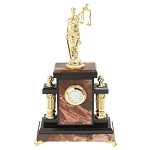 Часы настольные бронзовые из натурального камня Яшма с декором в виде Фемиды Themis Stone Clock варинант исполнения - 1 | Loft Concept в Москве