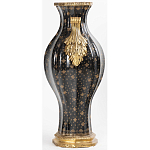 Ваза черного цвета из фарфора с золотистым узором и бронзовыми ручками Высота 39.5 см Eden Garden porcelain and bronze варинант исполнения - 2 | Loft Concept в Москве