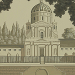 Обои ручная роспись Monuments of Paris Terre Foncée on scenic paper варинант исполнения - 2 | Loft Concept в Москве