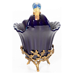 Чаша темно-синего цвета из фарфора с разноцветной птичкой Eden Garden porcelain and bronze варинант исполнения - 11 | Loft Concept в Москве