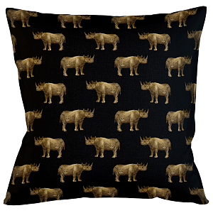 Декоративная подушка с узором из носорогов Home Safari Black