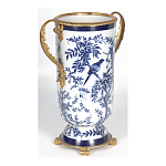Ваза с бронзовыми ручками и синим цветочным узором Blue & White Ornament варинант исполнения - 2 | Loft Concept в Москве