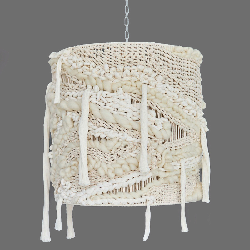 Плетеный Подвесной светильник из шерсти Wool Lamp Бежевый в Москве | Loft Concept 