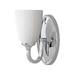 Бра для ванных комнат с белым стеклянным плафоном в форме бокала на овальном основании цвета хром с изогнутым держателем Feiss варинант исполнения - 1 | Loft Concept в Москве