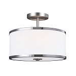 Потолочный светильник с цилиндрическим плафоомн из опалового матового стекла с металлическим обручем Feiss варинант исполнения - 1 | Loft Concept в Москве