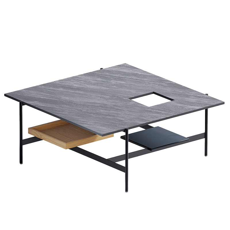 Karat журнальный столик цвета серый камень с съемным подносом Серый Черный в Москве | Loft Concept 