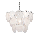 Люстра из белых стеклянных дисков на серебрянном каркасе White Glowing Reflectors варинант исполнения - 1 | Loft Concept в Москве