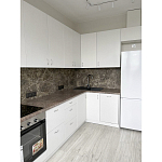 Угловой кухонный гарнитур белый и столешница под мрамор Gene Kitchen Set варинант исполнения - 2 | Loft Concept в Москве