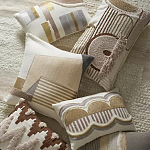 Чехол на подушку с вышивкой в виде геометрических узоров Beige Calista Rect варинант исполнения - 7 | Loft Concept в Москве