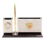 Настольный письменный набор из мрамора с часами и ручкой Marble Accessory варинант исполнения - 1 | Loft Concept в Москве