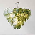 Люстра из зеленых стеклянных дисков с перламутровым эффектом Green Glowing Glaze варинант исполнения - 2 | Loft Concept в Москве