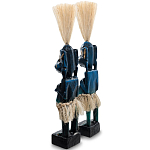 Комплект из 2-х деревянных статуэток Asmat Straw Headdress Statuettes Blue варинант исполнения - 2 | Loft Concept в Москве
